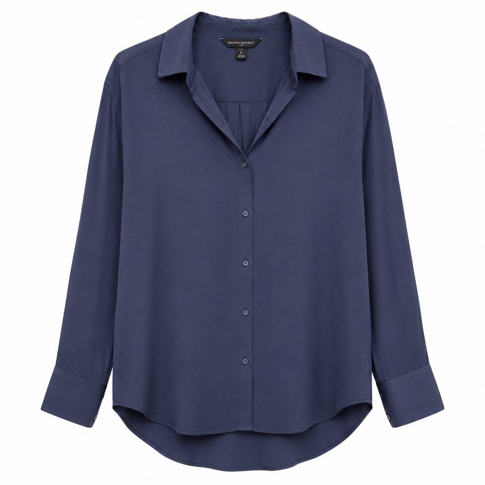 Banana Republic Button Up Long Sleeve Navy Top. Women SP